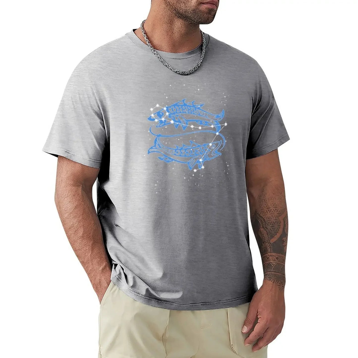 Pisces Constellation and Zodiac Sign T-shirt sports fans blanks t shirt for men